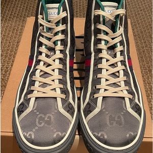 Gucci Tennis 1977 Off The Grid high top gray sneakers SZ 15